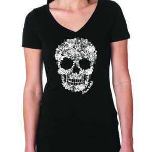 women black skull t-shirt shooting range